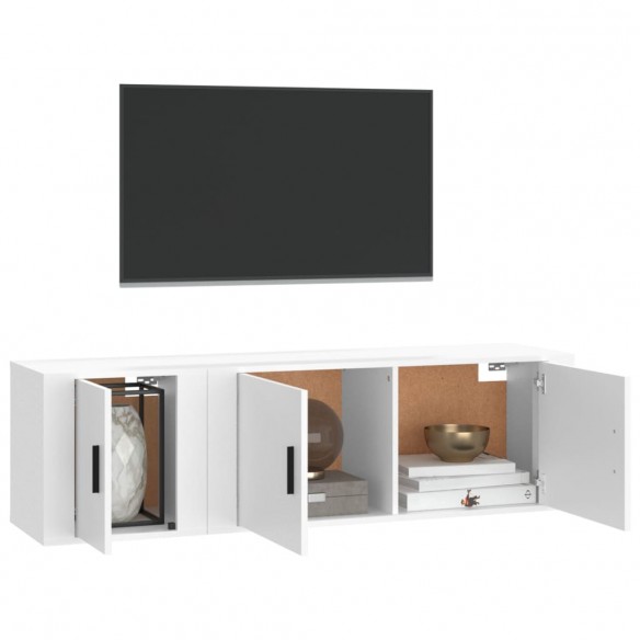 Ensemble de meubles TV 2 pcs Blanc Bois d'ingénierie