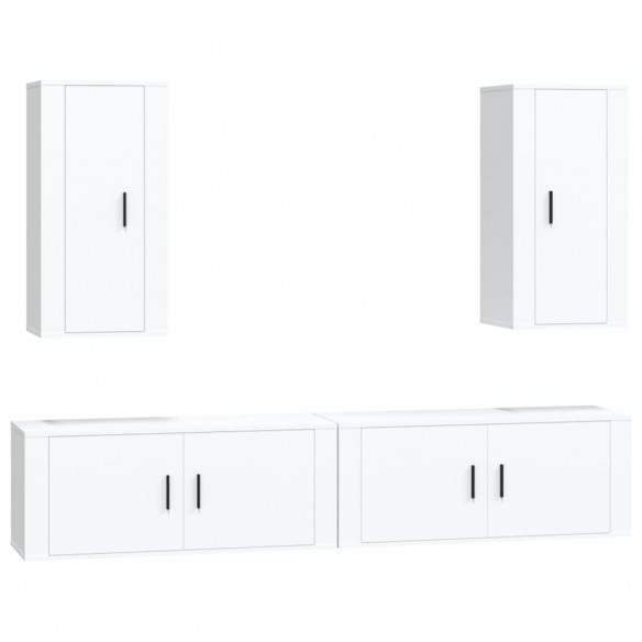 Ensemble de meubles TV 4 pcs Blanc Bois d'ingénierie