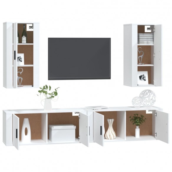 Ensemble de meubles TV 4 pcs Blanc Bois d'ingénierie