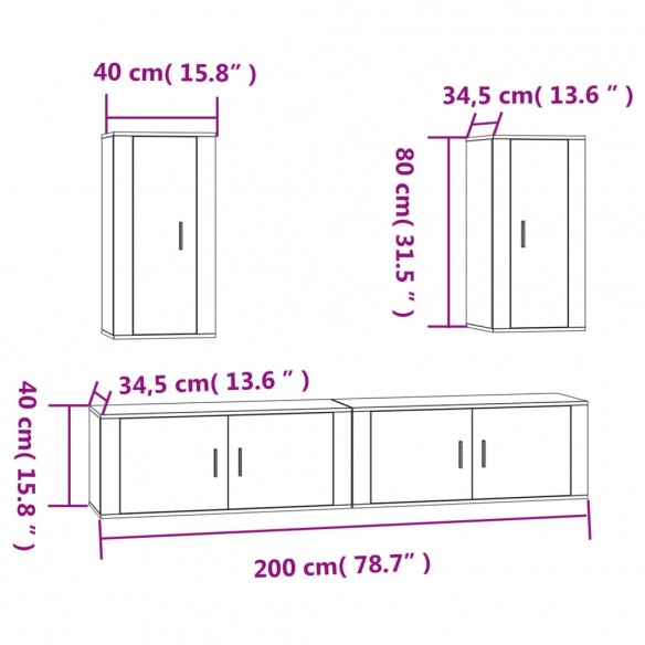 Ensemble de meubles TV 4 pcs Blanc Bois d'ingénierie