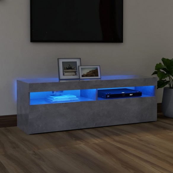 Meuble TV avec lumières LED gris béton 120x35x40 cm