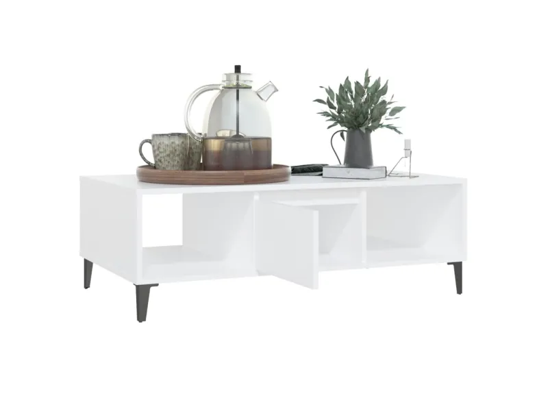 Table basse Blanc 103,5x60x35 cm Aggloméré