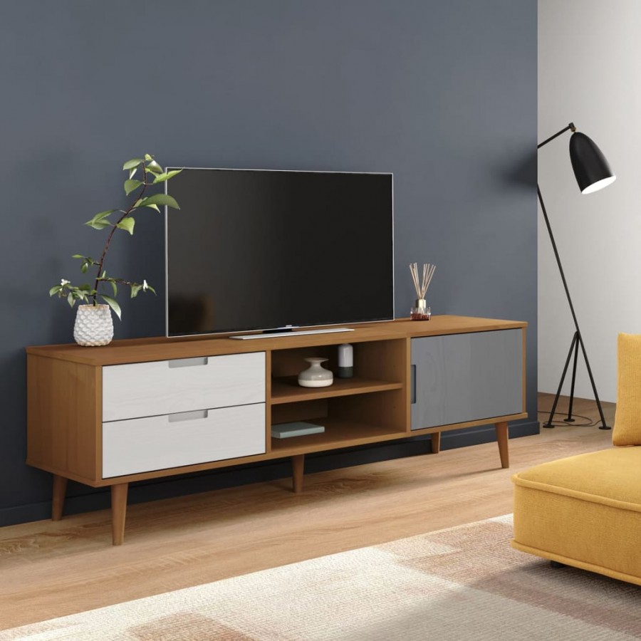 Meuble TV MOLDE Marron 158x40x49 cm Bois de pin massif