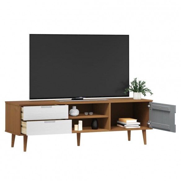 Meuble TV MOLDE Marron 158x40x49 cm Bois de pin massif