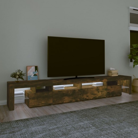 Meuble TV avec lumières LED Chêne fumé 260x36,5x40 cm