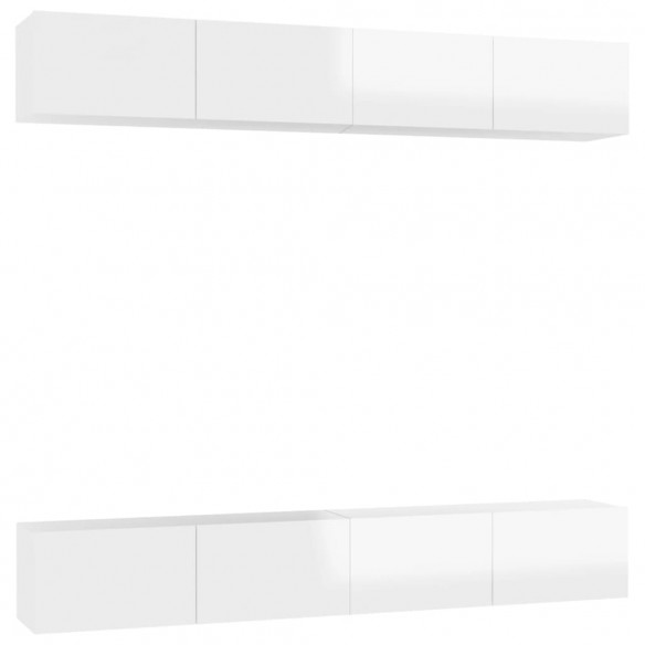 Meubles TV 4 pcs Blanc brillant 100x30x30 cm Aggloméré