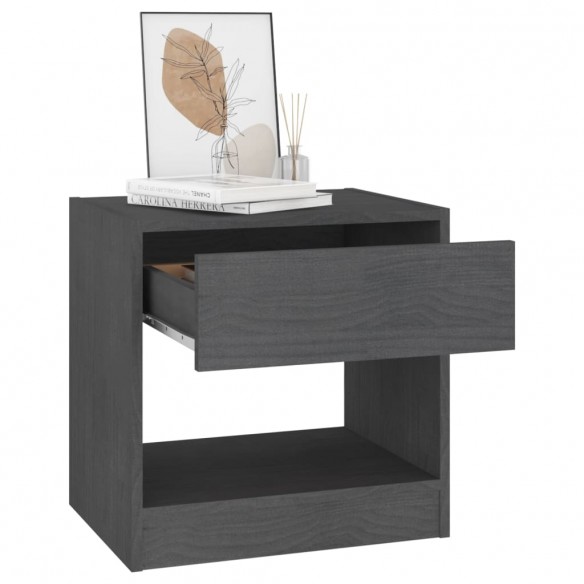 Table de chevet Gris 40x31x40 cm Bois de pin massif