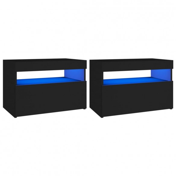 Meubles TV avec lumières LED 2 pcs Noir 60x35x40 cm