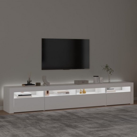 Meuble TV avec lumières LED Blanc 240x35x40 cm