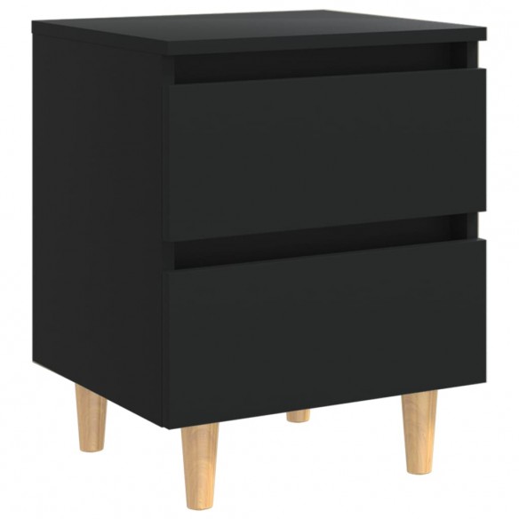 Tables de chevet avec pieds en pin 2 pcs Noir 40x35x50 cm