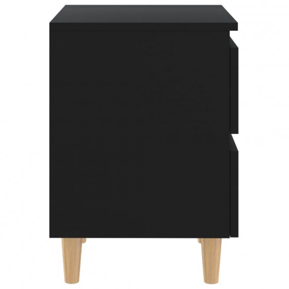 Tables de chevet avec pieds en pin 2 pcs Noir 40x35x50 cm