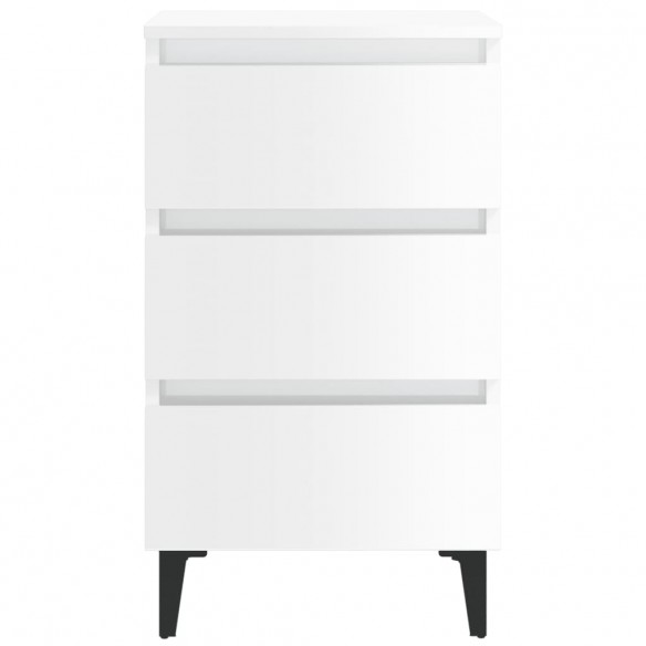 Tables de chevet pieds en métal 2 pcs Blanc brillant 40x35x69cm