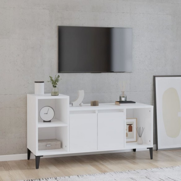 Meuble TV Blanc brillant 100x35x55 cm Bois d'ingénierie