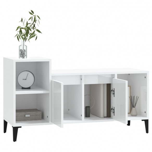 Meuble TV Blanc brillant 100x35x55 cm Bois d'ingénierie