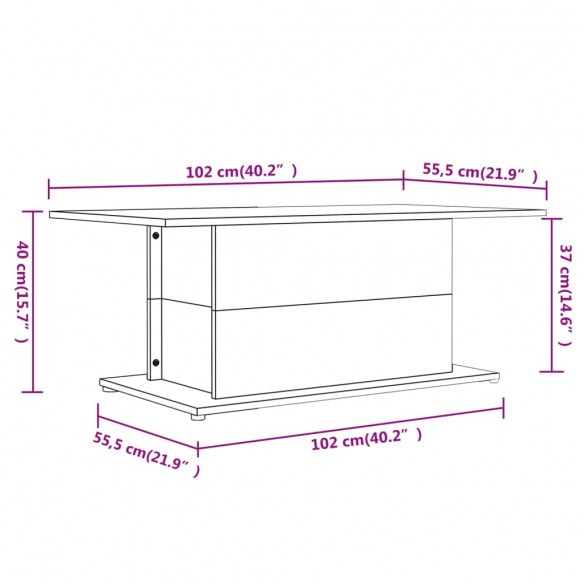 Table basse Blanc 102x55,5x40 cm Aggloméré