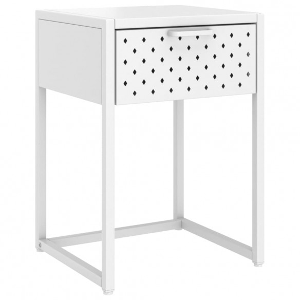 Table de chevet Blanc 38x35x54 cm Acier