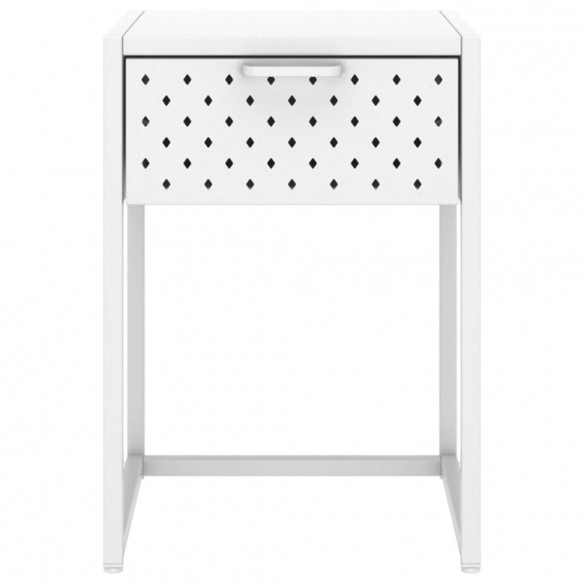 Table de chevet Blanc 38x35x54 cm Acier