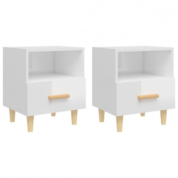 Tables de chevet 2 pcs Blanc brillant 40x35x47 cm