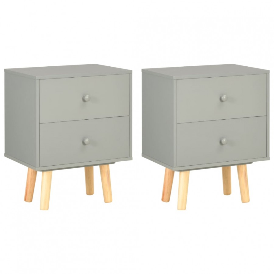 Tables de chevet 2 pcs Gris 40 x 30 x 50 cm Pin massif