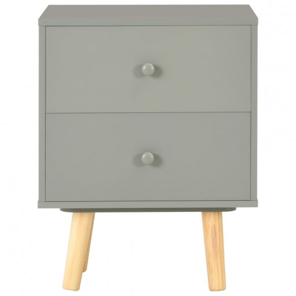 Tables de chevet 2 pcs Gris 40 x 30 x 50 cm Pin massif