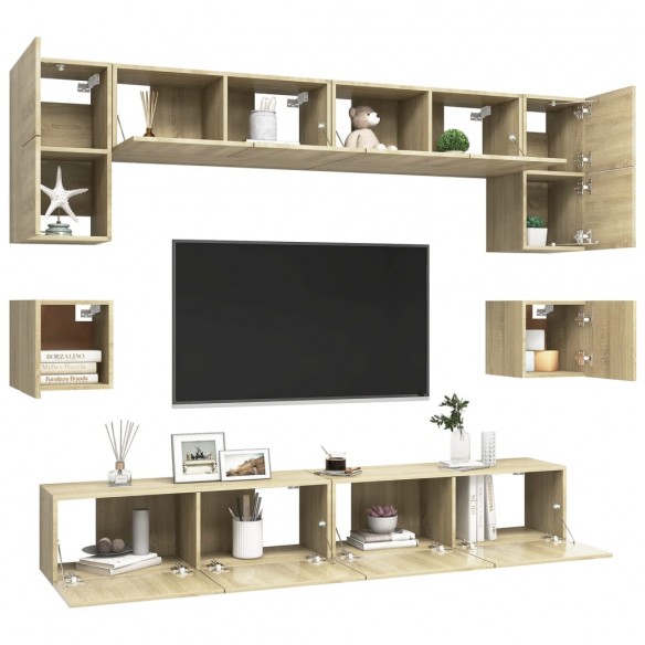 Ensemble de meuble TV 8 pcs Chêne sonoma Aggloméré