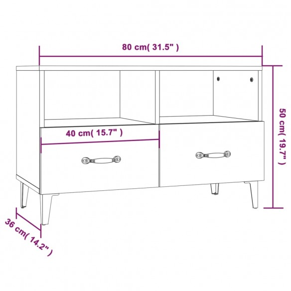 Meuble TV Gris béton 80x36x50 cm Bois d'ingénierie