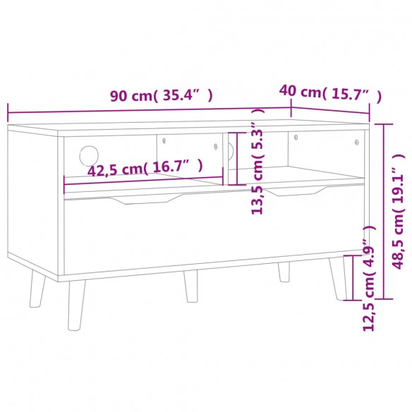 Meuble TV chêne sonoma 90x40x48,5 cm bois d'ingénierie