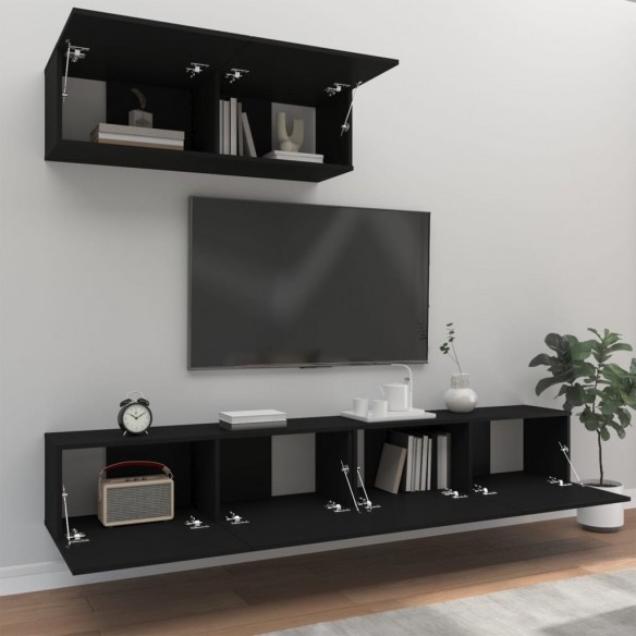 Ensemble de meubles TV 3 pcs Noir Bois d'ingénierie