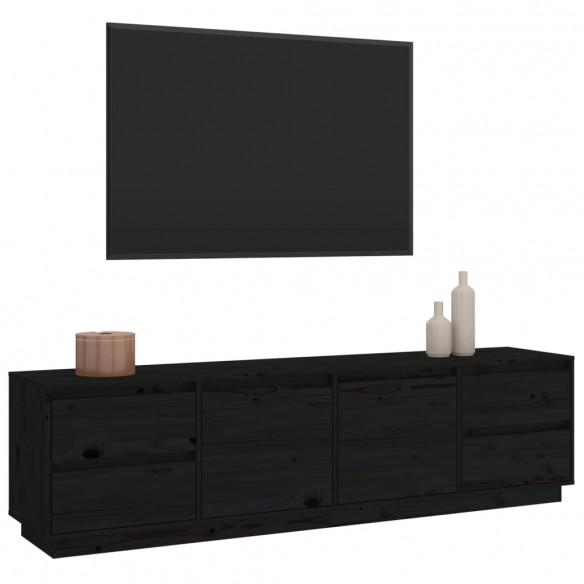 Meuble TV Noir 176x37x47,5 cm Bois de pin massif