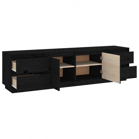 Meuble TV Noir 176x37x47,5 cm Bois de pin massif