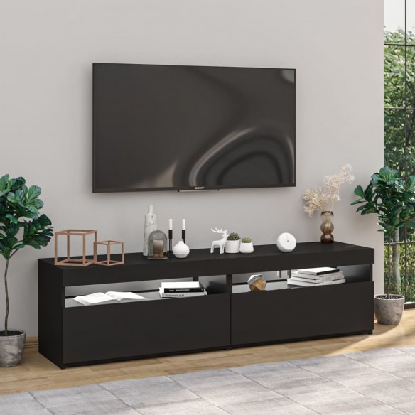 Meubles TV 2 pcs avec lumières LED Noir 75x35x40 cm