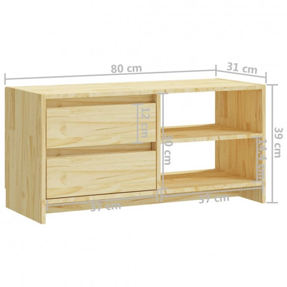 Meuble TV 80x31x39 cm bois de pin massif