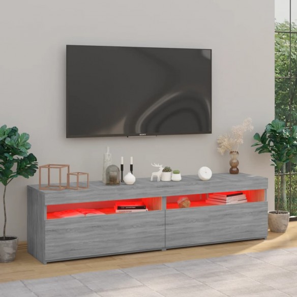 Meubles TV avec lumières LED 2 pcs Sonoma gris 75x35x40 cm