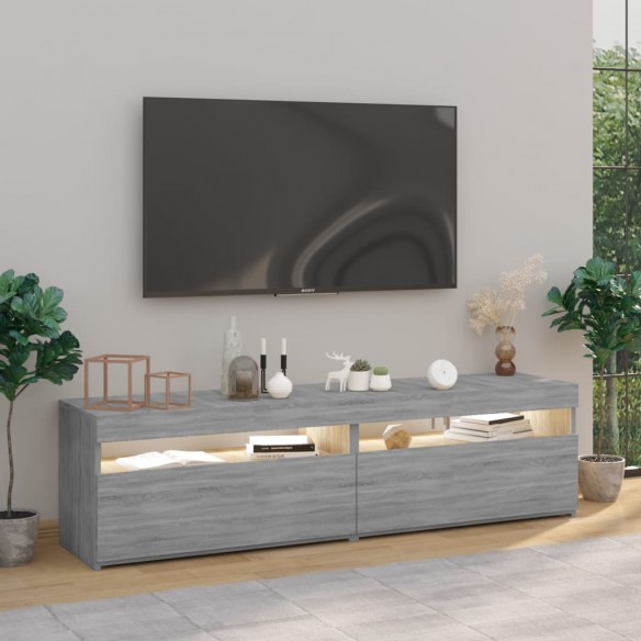 Meubles TV avec lumières LED 2 pcs Sonoma gris 75x35x40 cm