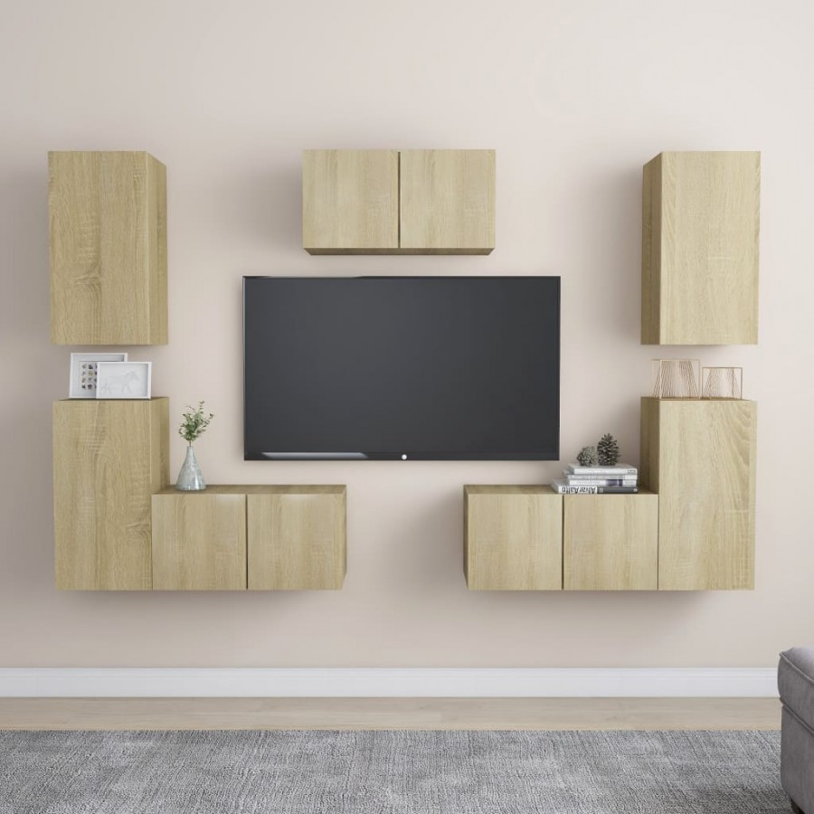 Ensemble de meubles TV 7 pcs Chêne sonoma Aggloméré