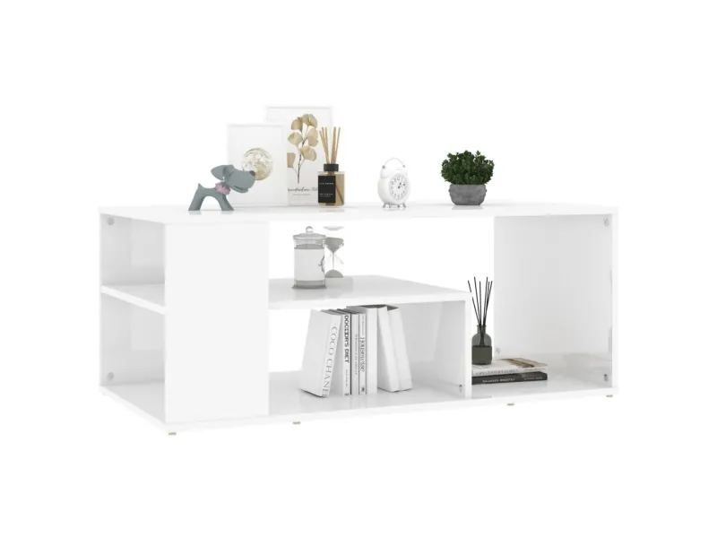 Table basse Blanc brillant 100x50x40 cm Aggloméré