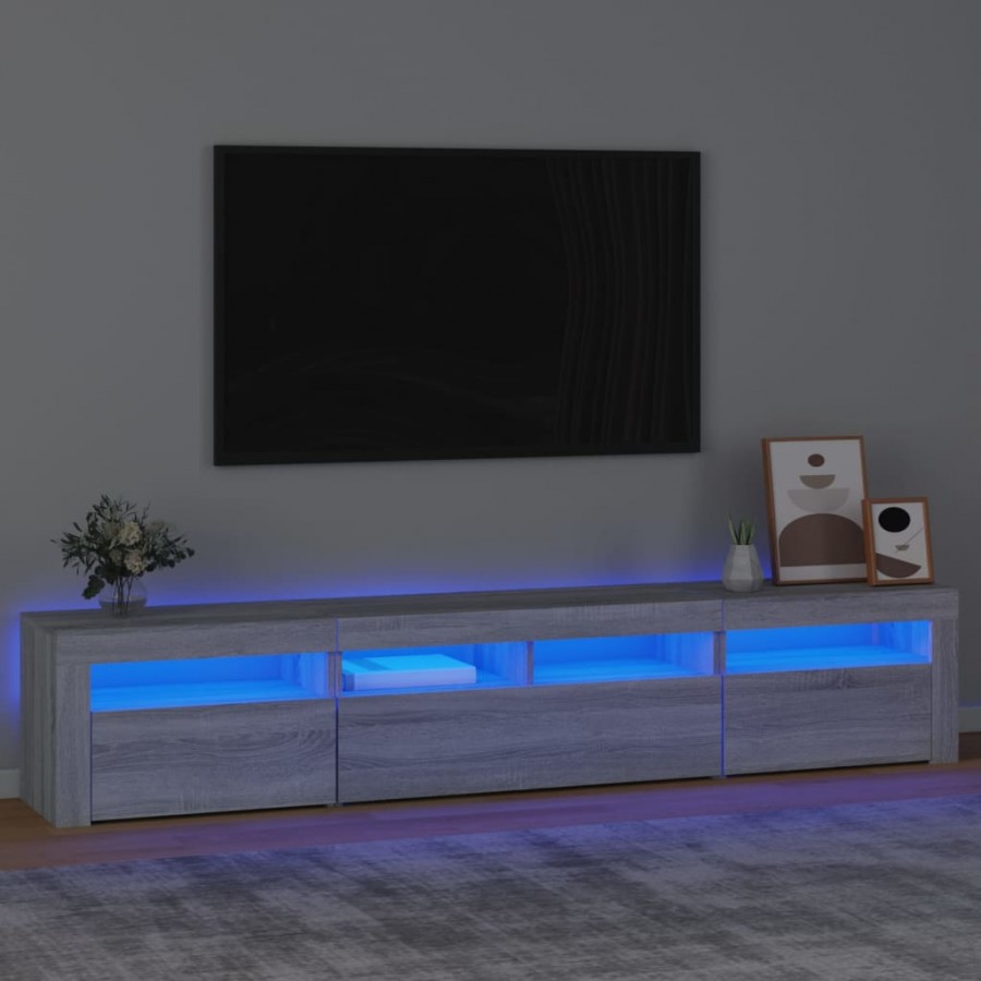 Meuble TV avec lumières LED Sonoma gris 210x35x40 cm