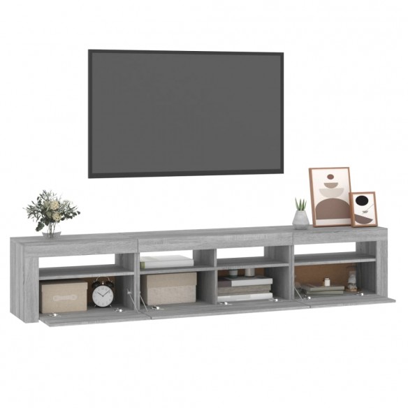 Meuble TV avec lumières LED Sonoma gris 210x35x40 cm