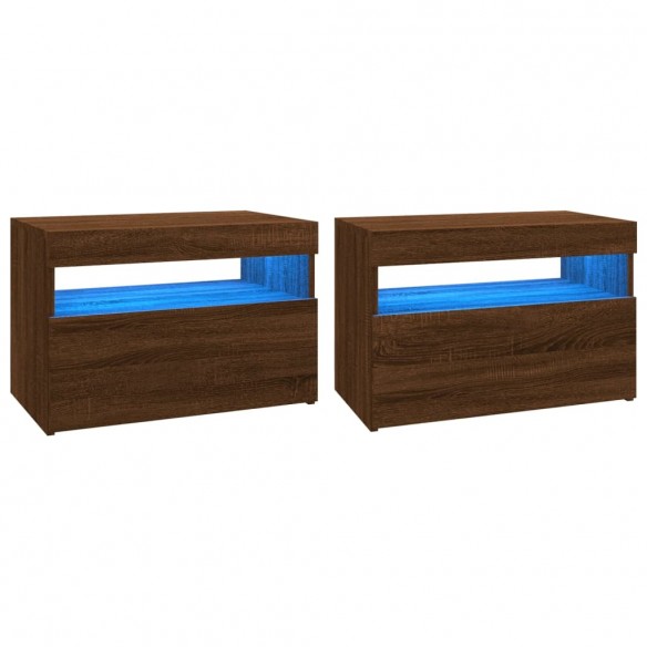 Meubles TV 2 pcs avec lumières LED Chêne marron 60x35x40 cm