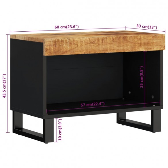 Meuble TV 60x33x43,5 cm bois massif de manguier