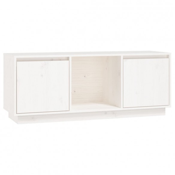 Meuble TV Blanc 110,5x35x44 cm Bois de pin massif