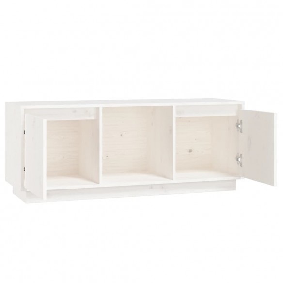 Meuble TV Blanc 110,5x35x44 cm Bois de pin massif