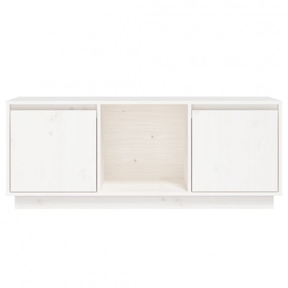 Meuble TV Blanc 110,5x35x44 cm Bois de pin massif