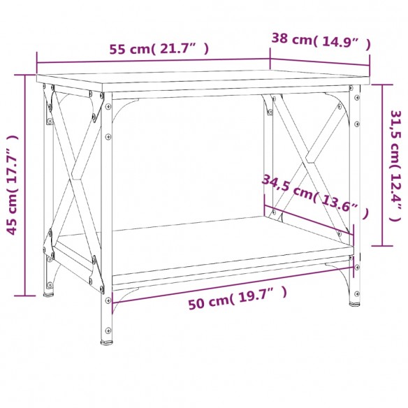 Table d'appoint Noir 55x38x45 cm Bois d'ingénierie