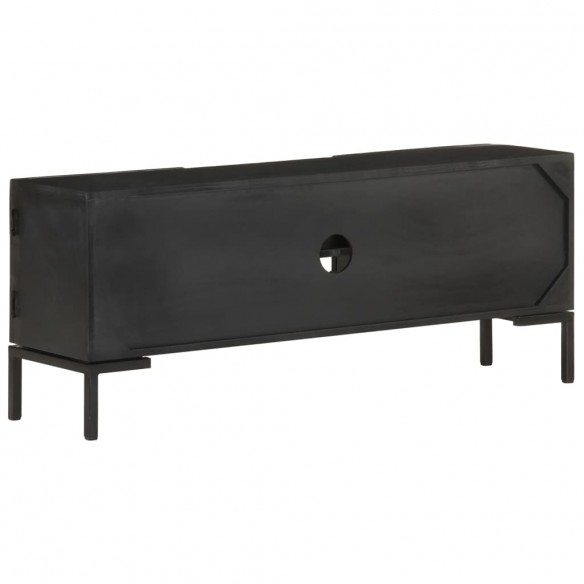 Meuble TV Noir 115x30x46 cm Bois massif de manguier