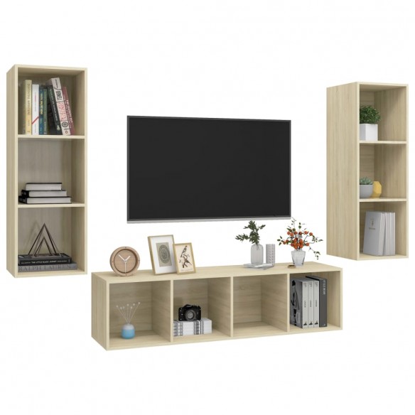 Ensemble de meuble TV 3 pcs Chêne sonoma Aggloméré