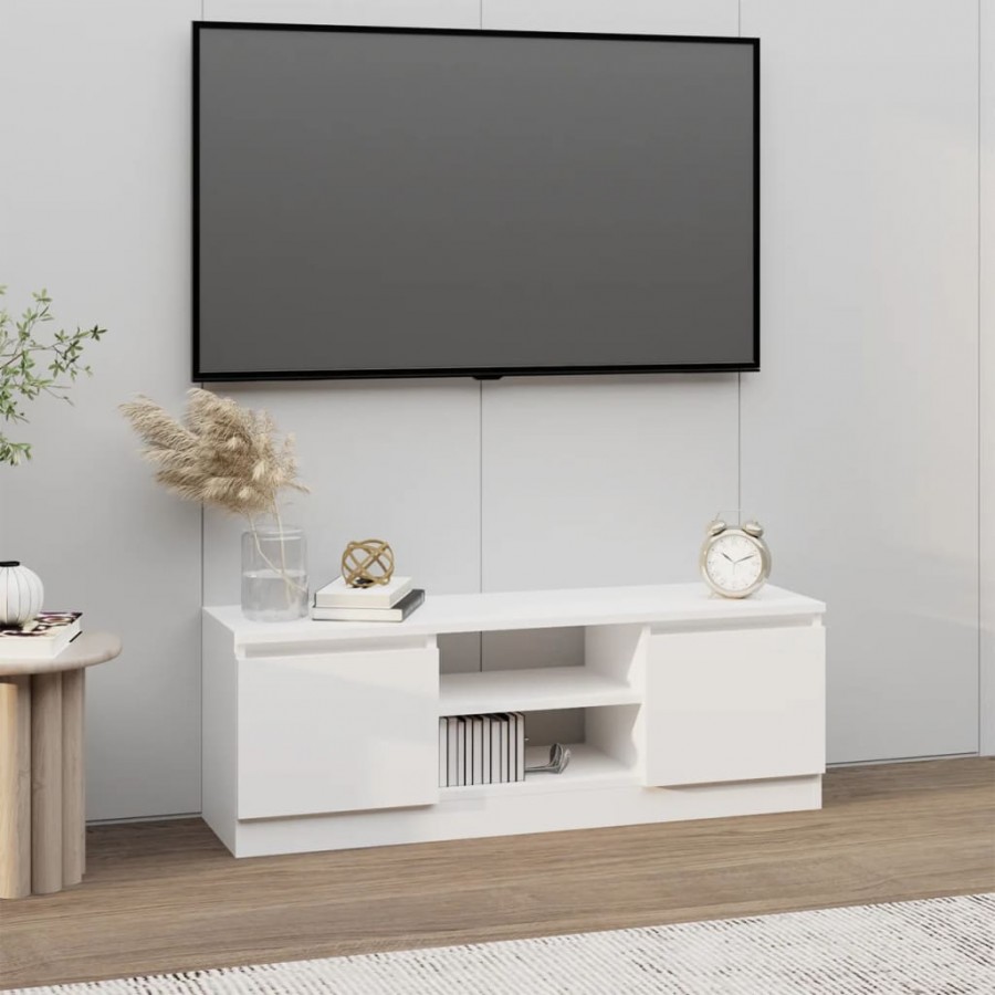 Meuble TV avec porte Blanc 102x30x36 cm