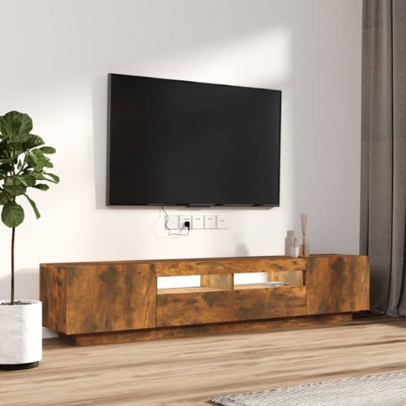 Ensemble de meubles TV avec lumières LED 2 pcs Chêne fumé