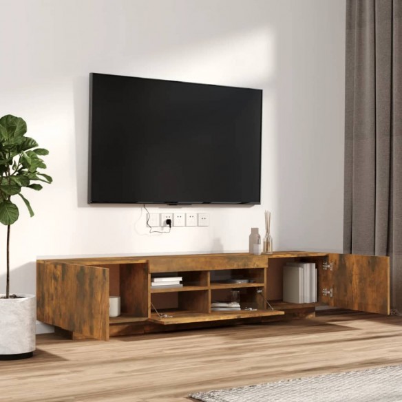 Ensemble de meubles TV avec lumières LED 2 pcs Chêne fumé