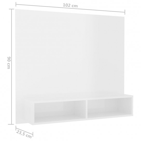 Meuble TV mural Blanc brillant 102x23,5x90 cm Aggloméré